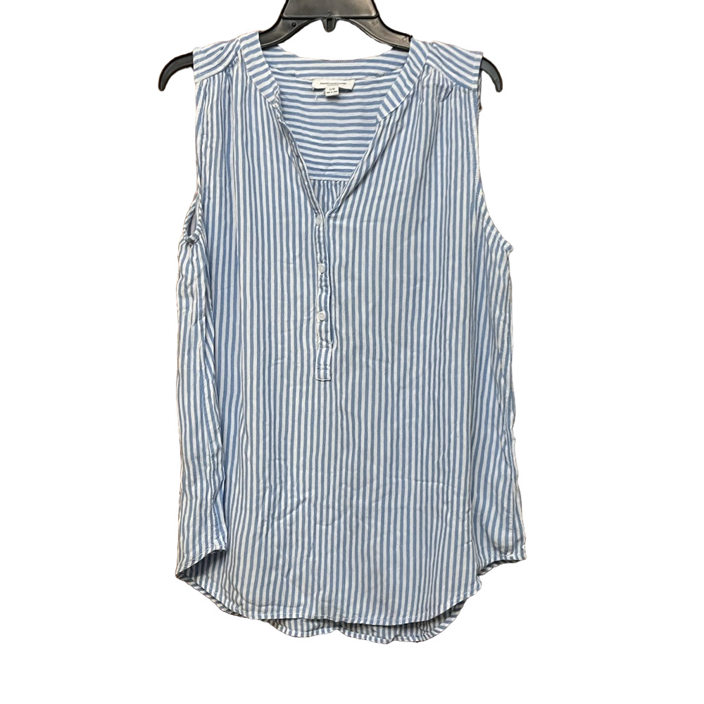 Beach Lunch Lounge Blue Striped Sleeveless Top